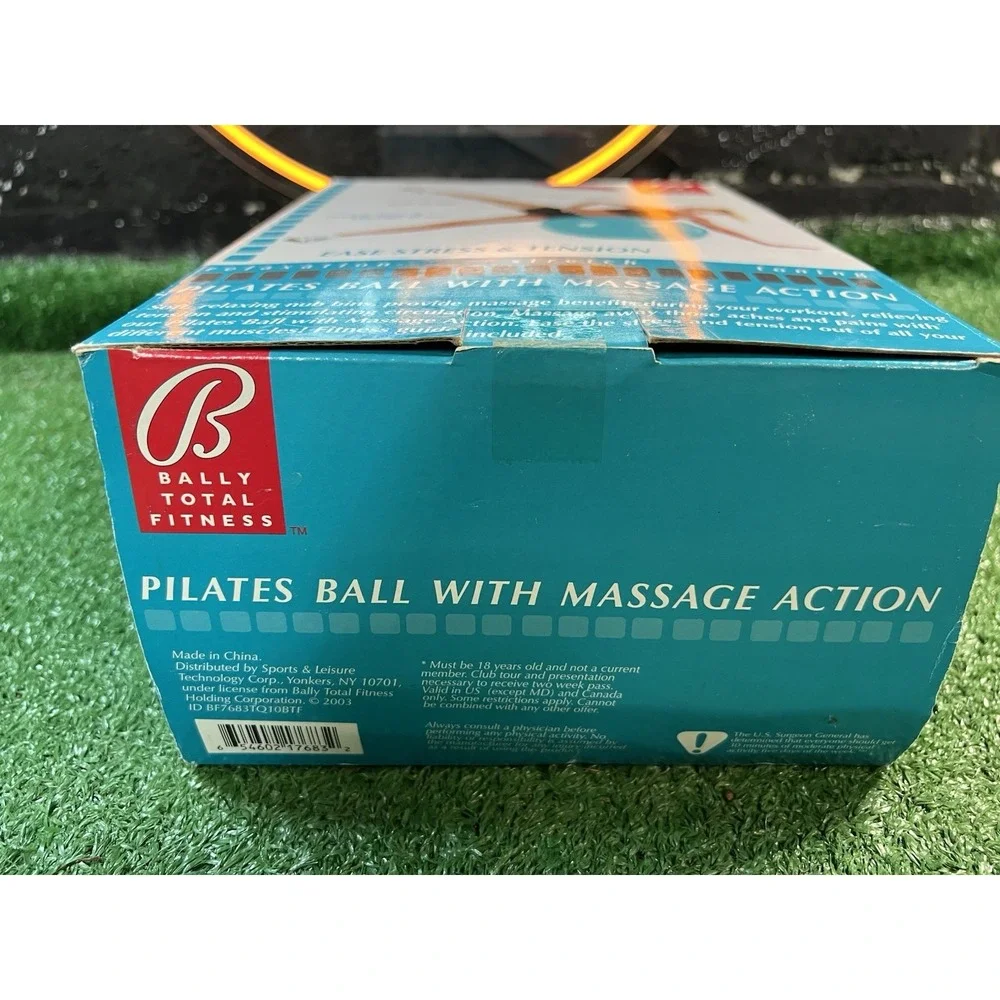 New Bally Total Fitness Pilates Ball W/ Massage Action 2‎ Way Pump Blue Yoga